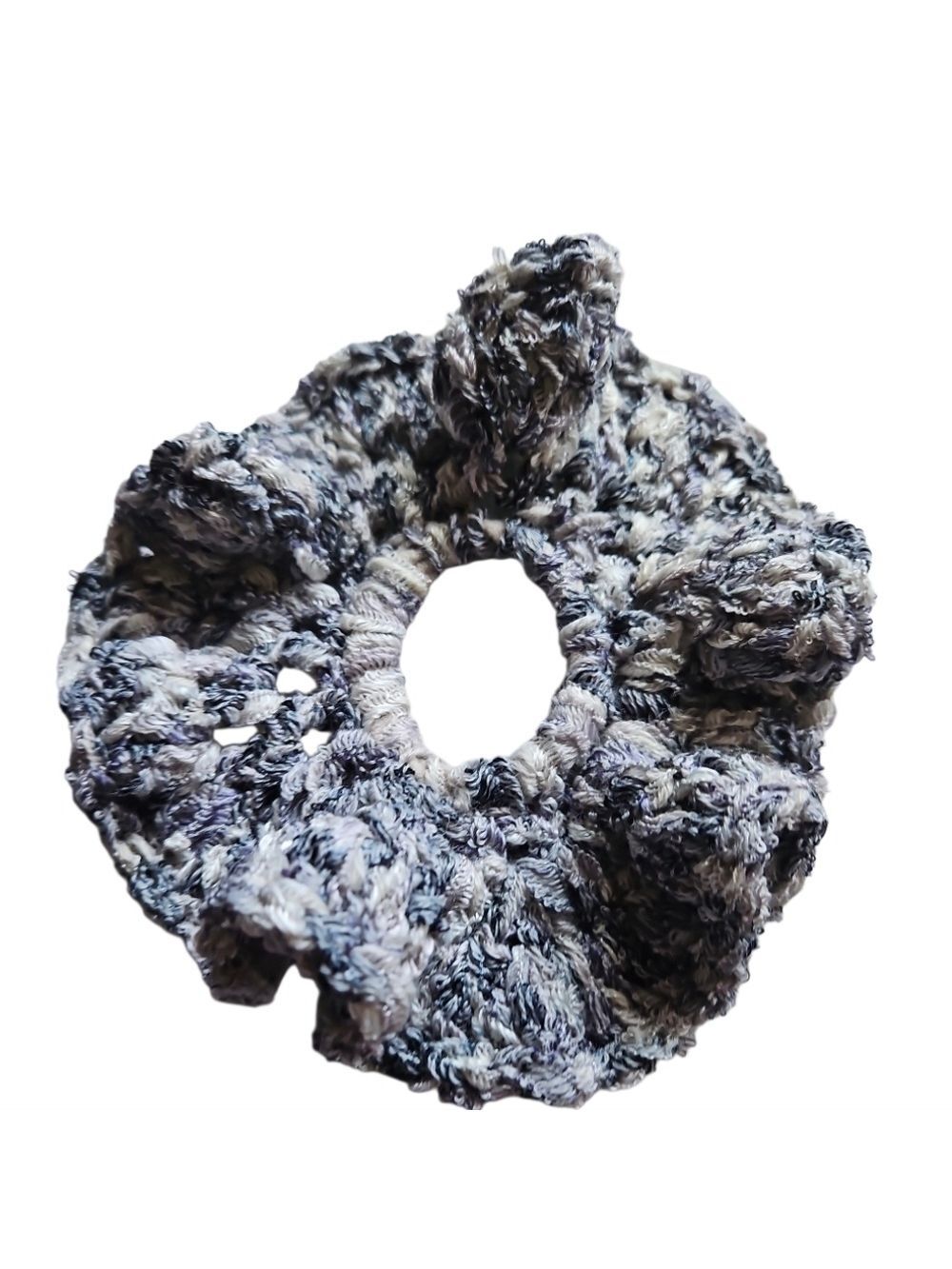 Handmade Ballerina Knit Scrunchie Crochet Gray Hair Accessory